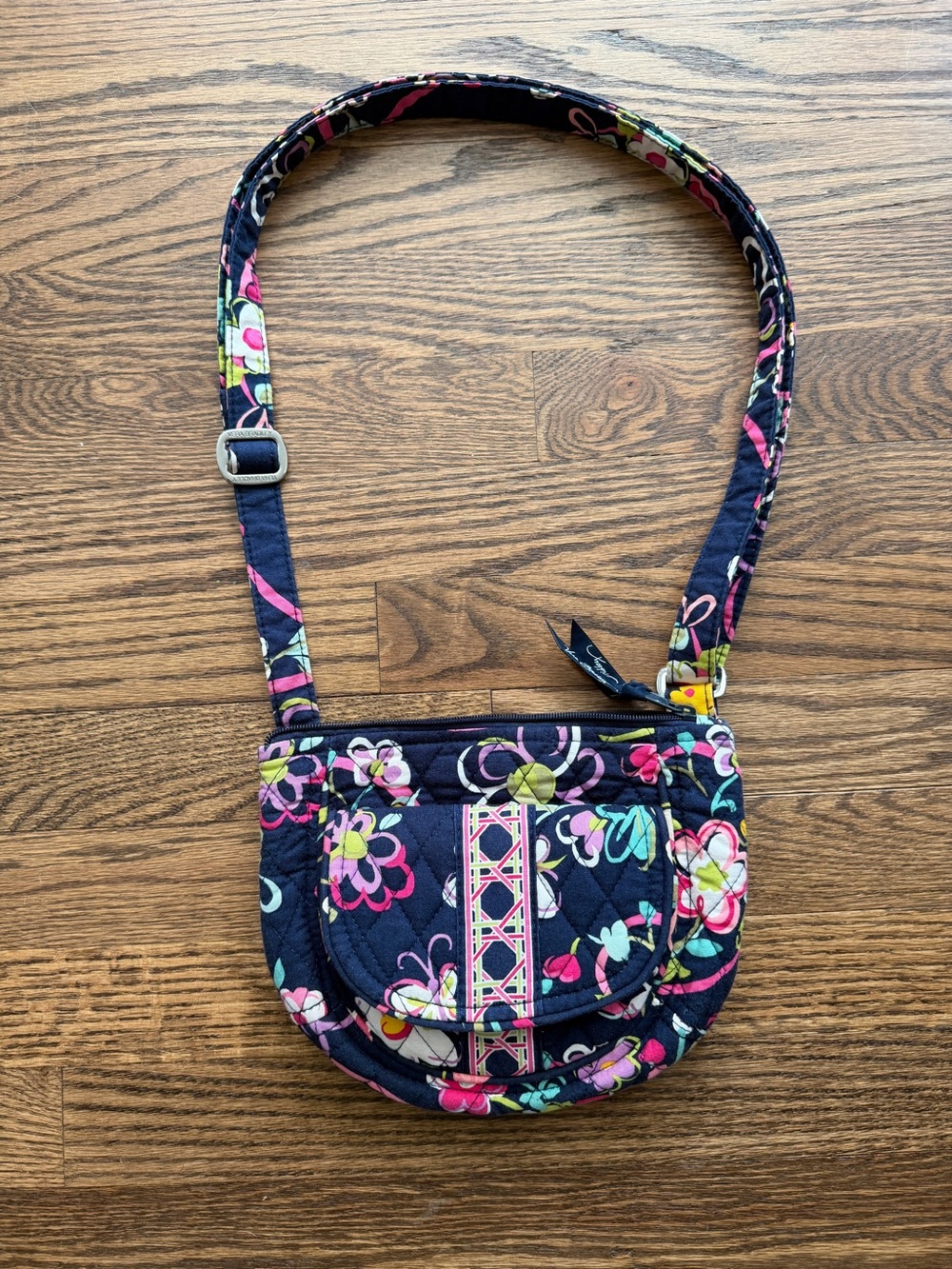 Vera Bradley Quilted Floral Crossbody Bag - Navy Pink